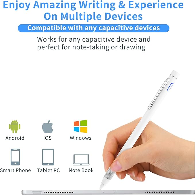 Stylus Pencil for iPhone 14/15/16/17 Pro Max Pen,Minilabo Touch Screens Active Stylus Digital Pen with 1.5mm Ultra Fine Tip Stylist Pen for iPhone 14/15/16/17 Pro Max Drawing and Writing Pencil,White