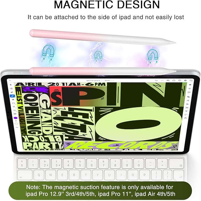 HATOKU Stylus Pen for iPad 2018-2026, 15 Mins Fast Charging Pencil 1st Gen with Tilt & Palm Rejection Digital Pens Stylus for iPad 6-11, Air 3/4/5/M2/M3, Mini 5/6/7, Pro 11"/12.9"/M4 M5 (Pink White)