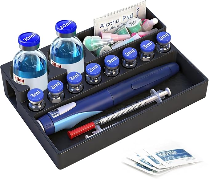 Peptide Case for Fridge – 3ml & 30ml Vial Storage Case with Space for Syringes & Prep Wipes, Heavy Duty Vial Holder Case Suitable for Fridge and Freezer (Black)