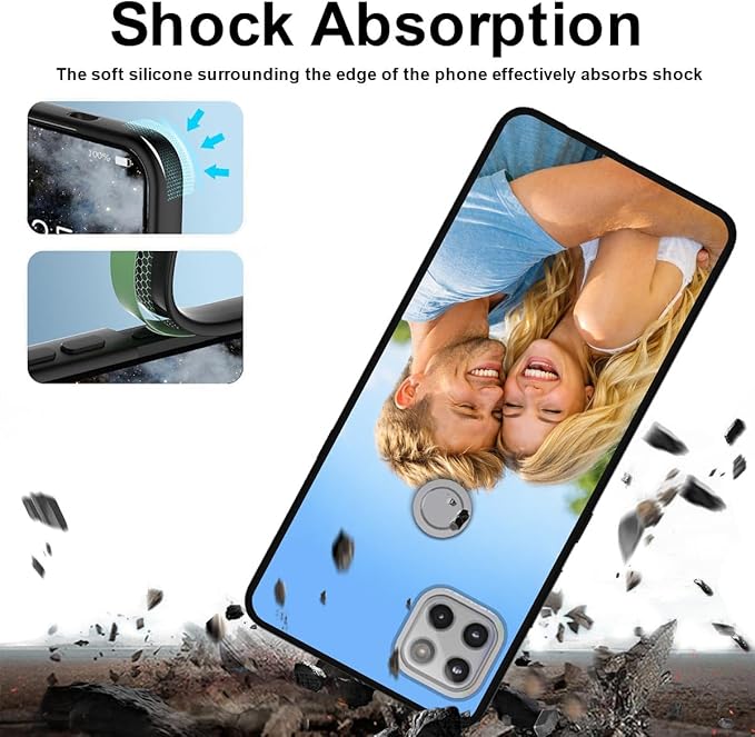 Custom Phone Case for Motorola Moto G 5G, Design Your Personalized Photo Logo Name Phone Cover, Slim Soft TPU Lightweight Silicone Black Case, Customized Gift for Birthday Christmas