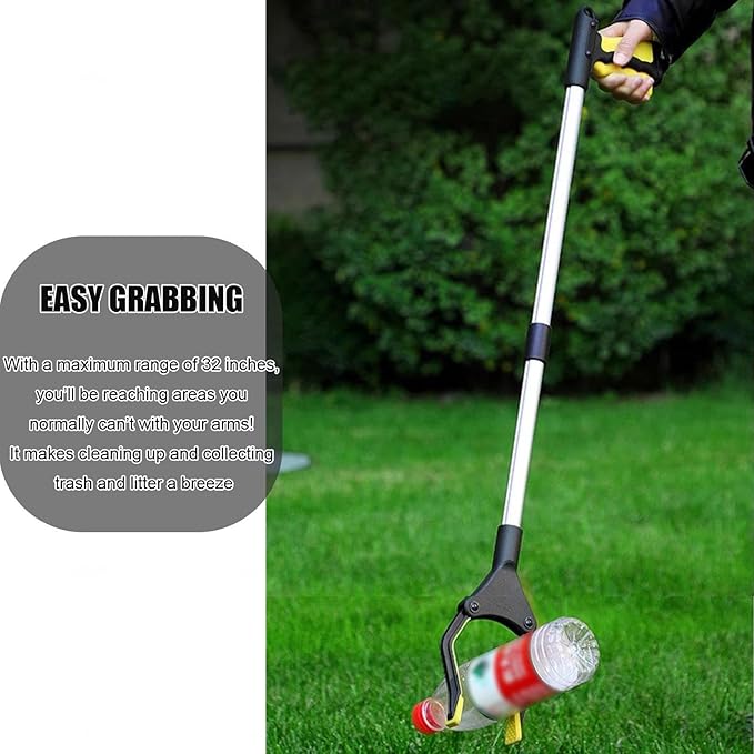 32 Inch Grabber Reache for Elderly - Mobility Aid Reaching Assist Tool - Long Reacher Grabber Pickup Tool - Heavy Duty Grabber Reacher Tool,Yellow