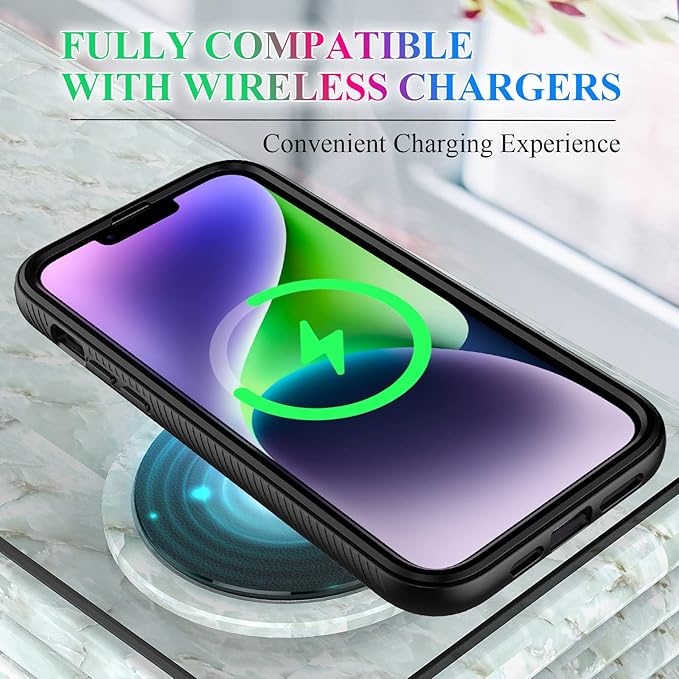wahhle Compatible with iPhone 14 Plus Case, Full-Body Phone Cover with Screen Protector Shockproof TPU Bumper Case 6.7 Inches-Black Clear