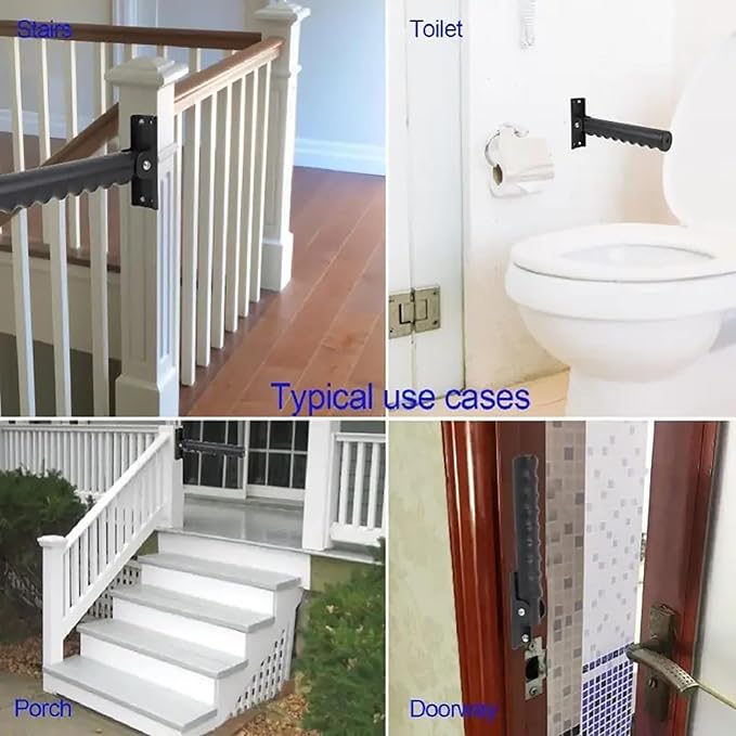 2 Pack Doorway Flip Up Grab Bar - 9" Auxiliary Support Grip Handle, 300 LBS Weight Capacity Stair Assist Handrail, Anti-Slip Design for Elderly Handicap, Easy Installation Home Safety Aid