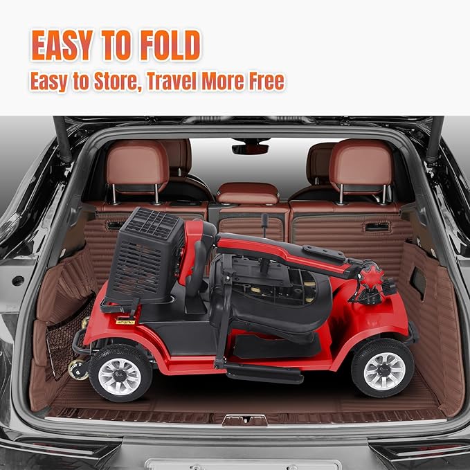 Movcan S-02 4 Wheel Electric Mobility Scooter for Adults & Seniors, 419 LB Capacity,Up to 4 MPH 22 Miles Long Range, Foldable Electric Wheelchair for Travel with 360° Swivel Seat & UL Certified Safety