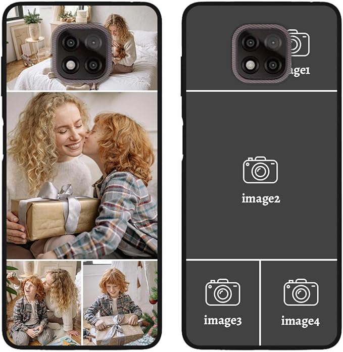 Custom Photo Case for Motorola Moto G Power 2021, Create Your Own Picture Collage Phone Case, Soft Drop Protection, Personalized Anti-Scratch TPU Soft Cover, Gifts for Family Friends, Black