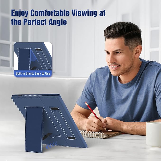 TiMOVO Universal Case for 10.1 Inch Android Tablet with Pen Loop, Lightweight Folding Stand Cover with Hand Strap for All 9.6"-11" Touchscreen Tablet, Navy Blue