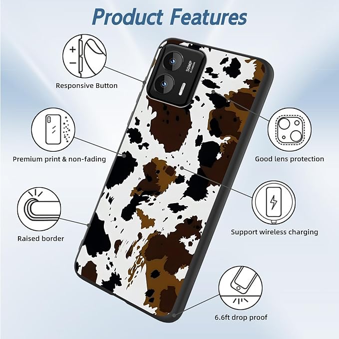 for Moto G Stylus 5G 2024 Phone Case, Soft TPU Shockproof Full Body Protection Cover 6.7" for Moto G Stylus 5G 2024, Lightweight Compatible Wireless Charging, Cow Print