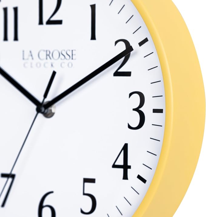 La Crosse Clock 404-3025Y 10 Inch Yellow Basics Analog Quartz Wall Clock