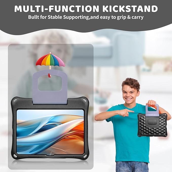 Case for Onn 10.1 Inch Tablet (2024 Model) Gen 4 - Shockproof Lightweight Protective EVA Kids Kickstand Cover Case + 1 Stylus (Black)