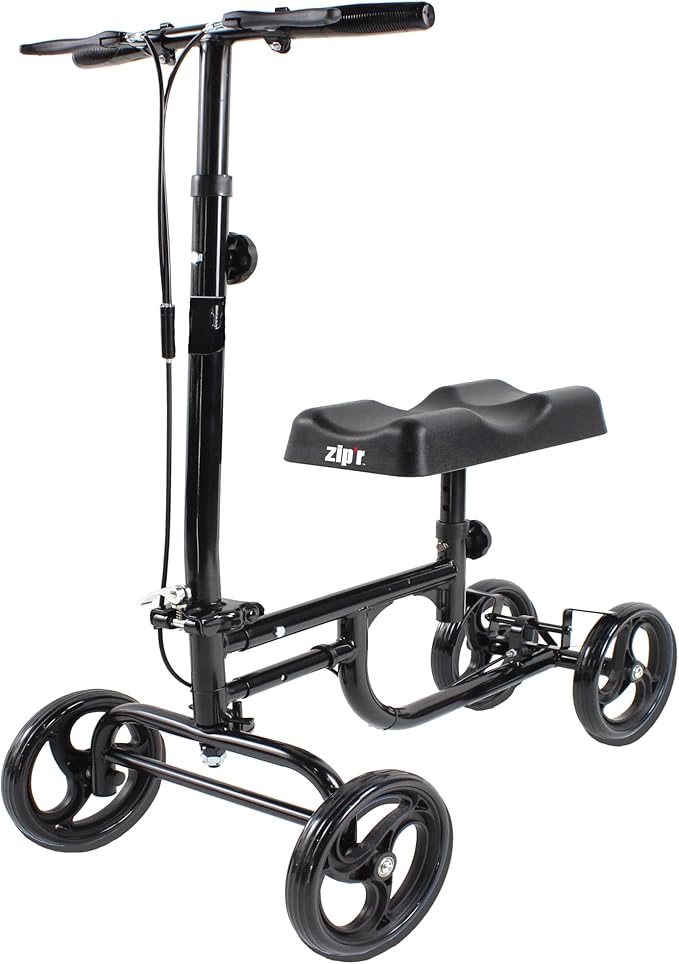 Zipr Glider Adjustable Knee Walker - Lightweight Transportable - Roller with Dual Braking - Heavy Duty Medical Knee Scooter