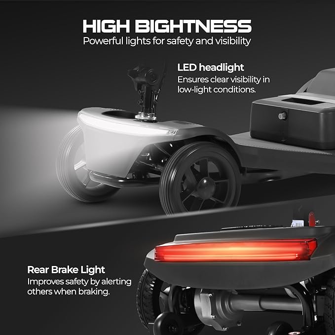 Electric Mobility Scooter for Adults Wheelchair Device for Travel, Elderly, 20 Miles per Charge.330 lbs Max Weight, 4-Wheel Powered Mobility Scooters for Seniors (M2-Black)
