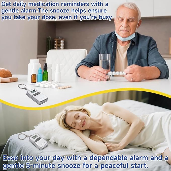 Lenporl Talking Clock for The Blind and Visually Impaired - Easy-Use Talking Alarm Clock for Blind Elderly with Voice Announcement, LCD Display, Keychain & Portable Design