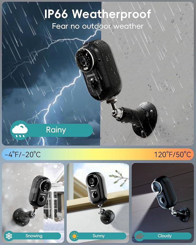 ZUMIMALL Security Cameras Wireless Outdoor 4-Pack 2K Home Security WiFi