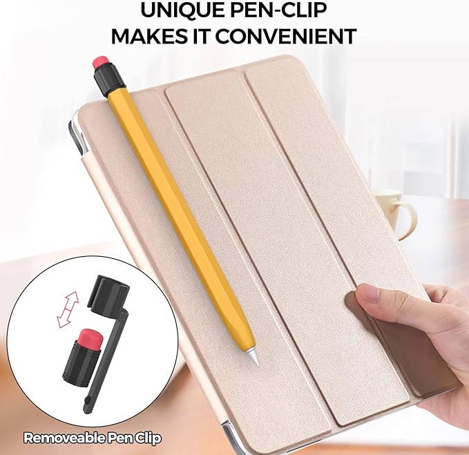 TRONWIN Apple Pencil 1st Generation Case, Silicone Pencil Sleeve Cover Perfect Grip Skin Classic Design with Sturdy Clip Compatible with Apple Pencil 1st gen for ipad (Yellow)