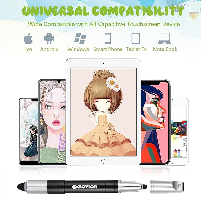 Stylus Pen for ipad iPhone Capacitive Stylist with Magnetic Cap, Touch Screens Stylus Pens for Kids Tablets All Touch Screen Devices - Black