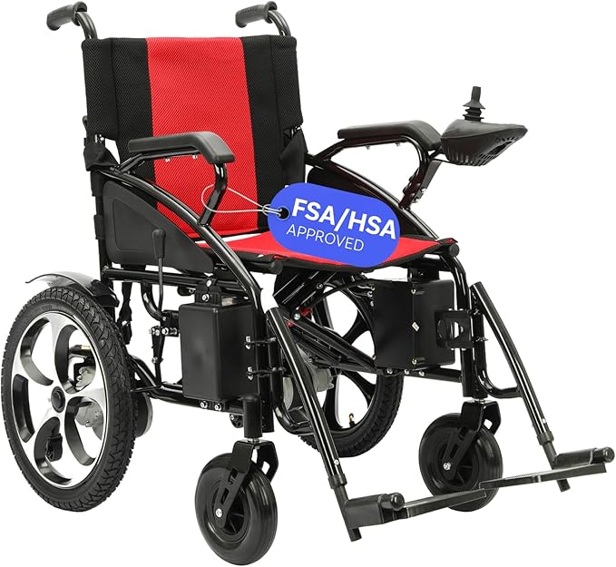 Culver Artemis All Terrain Electric Wheelchair Heavy Duty, 2xMotor Foldable Electric Wheelchairs for Adults, Power Wheelchair, Silla de Ruedas para Adultos Electrica, Wheelchairs for Seniors — Red