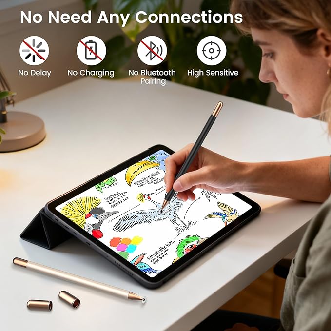 Stylus(2Pcs), Stylus Pens for Touch Screens, Universal Stylus High Precision Sensitivity, Stylus Pen for Android, ipad, iPhone, Galaxy Microsoft, Chromebook Tablet, Compatible with All Touch Screens