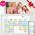 16" Smart Digital Calendar, Wall Desk Mount Planner with Google iCloud Sync, Touchscreen Family Organizer for Chore Chart, Meal Planning & Task Rewards（White）