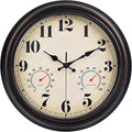 45MinST 13 Inch Red-Brown Vintage Waterproof Wall Clock with Thermometer & Hygrometer, Large Silent Numerals & Accurate Timekeeping for Indoor & Outdoor(Garden,Porch,Pool)