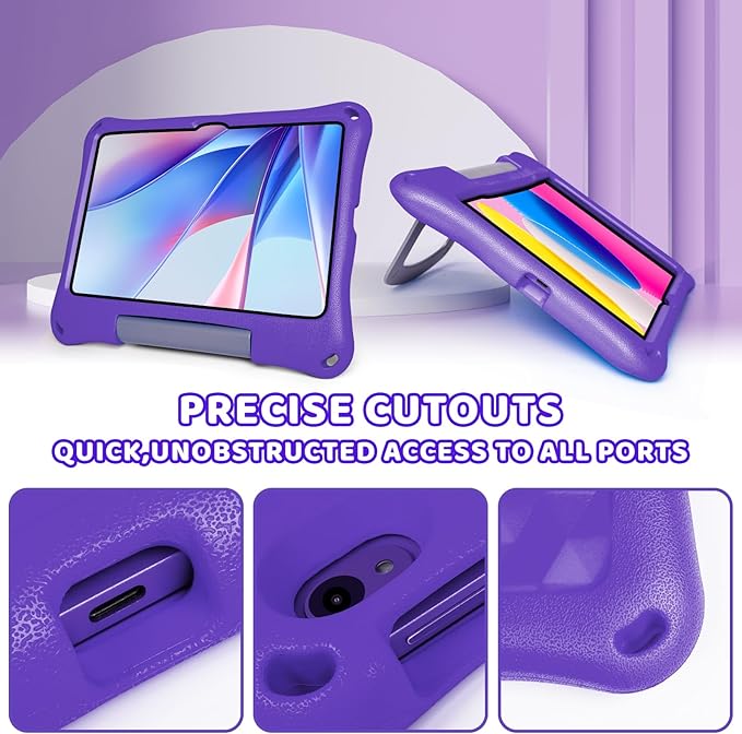 Case for Onn 10.1 Inch Tablet (2024 Model) Gen 4 - Shockproof Lightweight Protective EVA Kids Kickstand Cover Case + 1 Stylus (Purple)