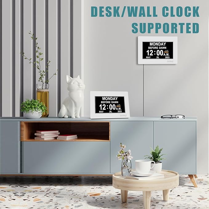 Dementia Clock for Seniors, Large Number Digital Calendar Clock with Date and Day of Week for Elderly Alzheimer, 20 Custom Alarms and Tags