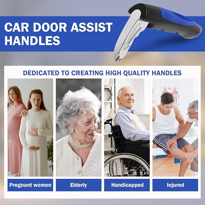 UKQRRTC 4 Pcs Car Door Handle for Elderly, Portable Car Door Assist Handle, 3 in 1 Multifunctional Auto Cane, Supports Up to 400 Pounds for Seniors Kids