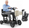 Dragon Mobile EX 4 Wheel Foldable Mobility Scooter for Adults, Elderly & Travel - All Terrain Aluminum Alloy Power Wheelchair with Premium Large Seat - Front Basket Included (Matte Black)