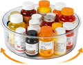 Medicine Bottle Organizer, Rotating Medicine Organizer for Cabinet, 11.98" Diameter, Large Capacity Transparent Pill Bottle Storage for Vitamin Pantry Countertop