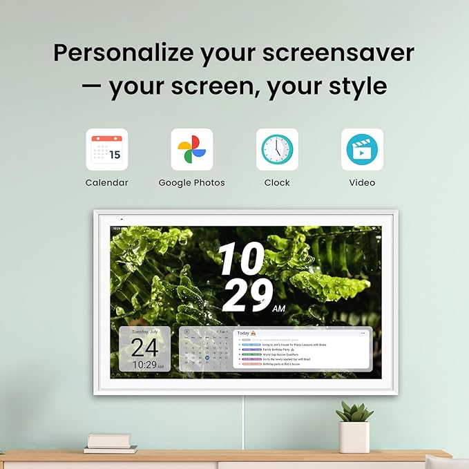 Apolosign 27-Inch Smart Digital Wall Calendar Touchscreen Family Planner with Stand White