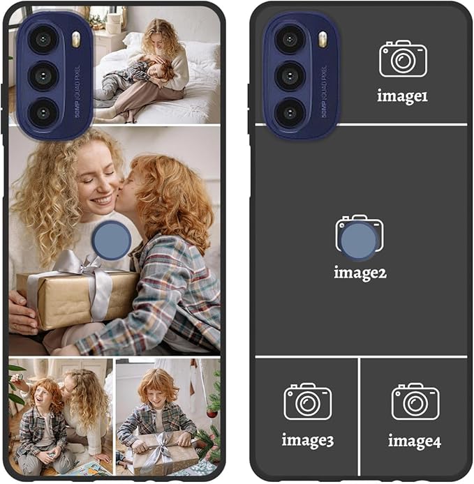 Custom Photo Case for Motorola Moto G 5G 2022, Create Your Own Picture Collage Phone Case, Soft Drop Protection, Personalized Anti-Scratch TPU Soft Cover, Gifts for Family Friends, Black