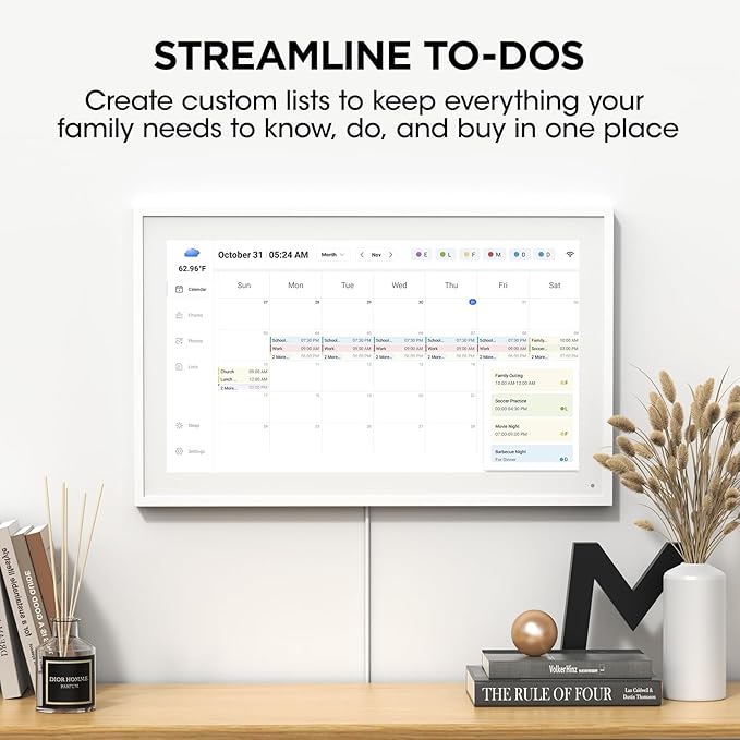 21.5 Inch Smart Digital Calendar, Wall Electronic Calendar, 1920 * 1080 IPS Full HD Touch Screen Display for Family Meal Planner Support - Streamline Household Organization, Gifts for Women, Mom
