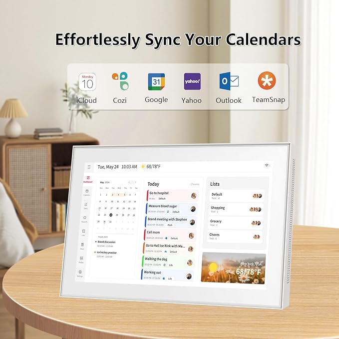 Moonka 15.6" Wall Planner Digital Calendar & Chore Chart, Smart Full HD Touchscreen Interactive Display for Family Schedules, Meal Planner, To Do List, Great for Organizing Your 2026 Calendar