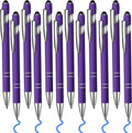 12 Pcs Blue Ink Ballpoint Pen with Stylus Tip, 1.0 mm Metal Pen Stylus Pen for Touch Screens, 2 in 1 Thank You Pen Gift for Friends, Colleagues, Coworker, Office, Family(Deep Purple)