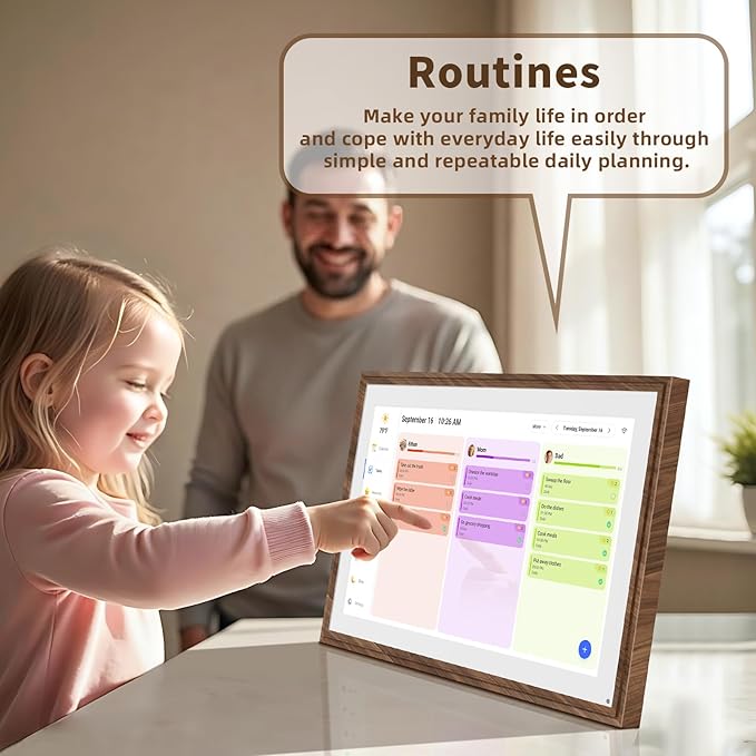 15.6 Inch Digital Calendar Chore Chart with Touchscreen - Full HD Interactive Display, Wall & Desk Mountable Family Planner, to-Do List & Meal Planner, Digital Picture Frame Gifts for Women Mom