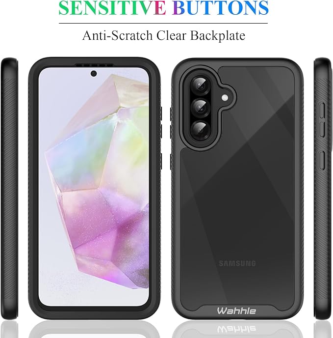 wahhle Compatible with Samsung Galaxy A56/A36 Case, Built in Screen Protector Full Body Shockproof Slim Fit Bumper Protective Phone Cover for Samsung A36/A56 5G Men Women-Black/Clear