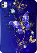 Dteck for Apple iPad Pro 11 Inch (M4/M5) Ultra Thin Case 2024/2025 Release, Cute Cartoon Lightweight Soft Silicone TPU Slim Tablet Cover, Protective Shockproof Scratch Resistant Shell, Blue Butterfly