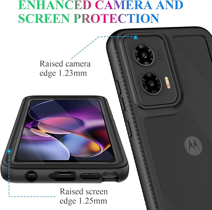 wahhle Compatible with Moto G Stylus 5G 2024 Case, Built in Screen Protector Full Body Shockproof Slim Fit Bumper Protective Phone Cover for Motorola G Stylus 5G 2024 Men Women-Black/Clear