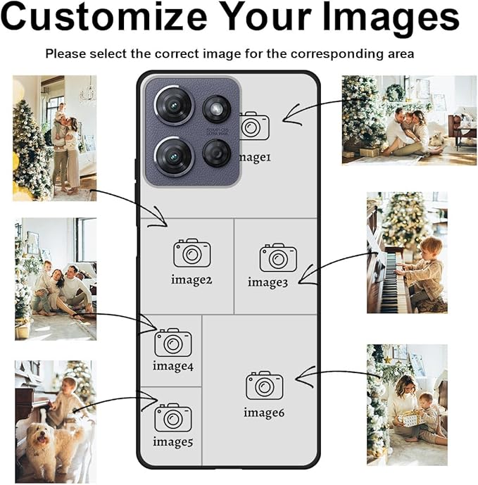 Design Your Own Case for Motorola Moto G 5G 2025, Custom Personalized Photo Collage Text Cover, Customized Picture Shockproof Protective Soft Slim Silicone Case, Gift for Birthday, Black