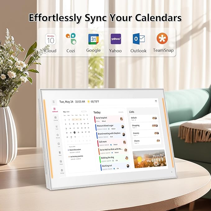 Moonka 15.6" Wall Planner Digital Calendar & Chore Chart with LED Reminder Light, Smart Full HD Touchscreen Interactive Display for Family Schedules, Meal Planner, To Do List, Great for Organizing Your 2026 Calendar