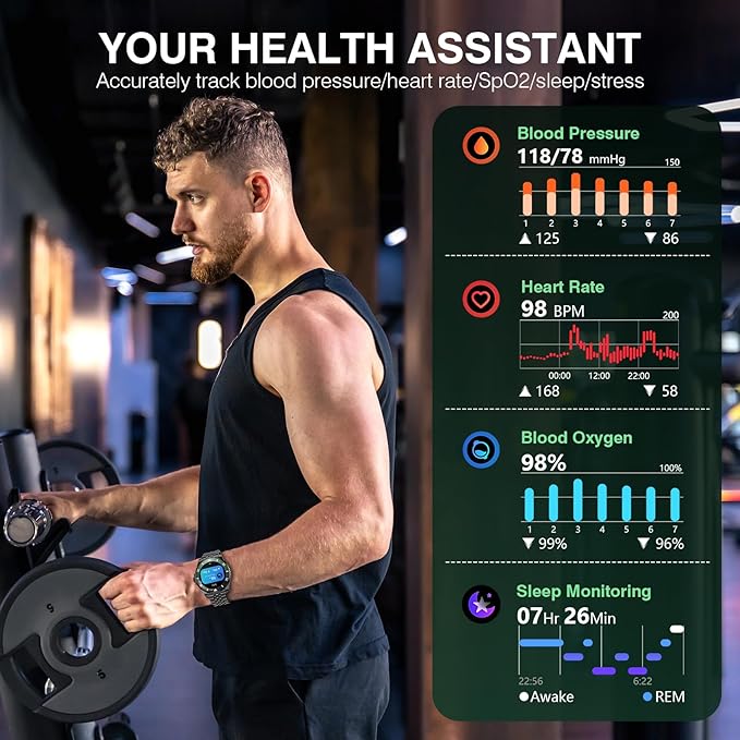 2025 DA GPT Smart Watch with Bluetooth Call,1.19-inch AMOLED Display, 24/7 Heart Rate, Blood Oxygen, Blood Pressure, Sleep Monitor, 107 Sports Fitness Tracker, Compatible Android and iOS Black Green