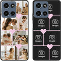 Personalized Photo Case for Motorola Moto G Play 2026 6.7 inch, Thin Slim Soft Rubber Black Phone Cover, Custom Picture Collage Pink Heart Cute Case for Women Girl, Gift for Birthday Anniversary