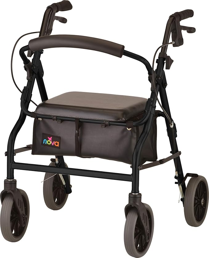 NOVA Medical Products Zoom Rollator Walker with 20" Seat Height, Black