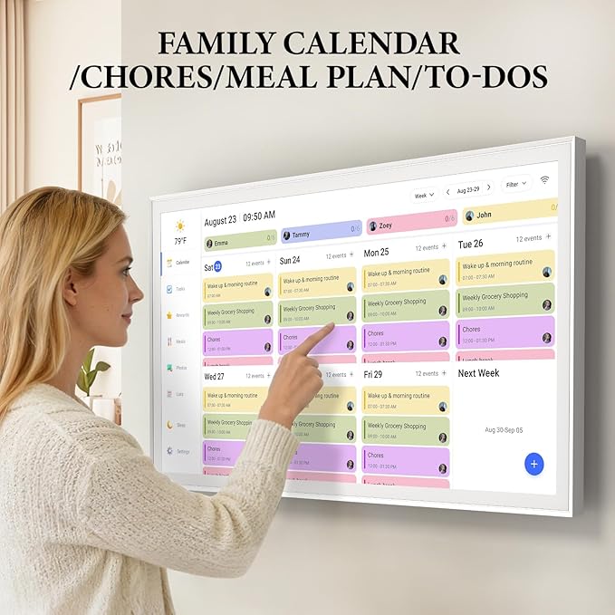 27-Inch Smart Digital Wall Calendar 1080P IPS Touchscreen Family Meal Planner