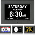 SSINI Dementia Clock for Seniors Digital Clock Large Display with Day & Date-12Alarms 3 Colors Display for Elderly with Memory Loss, Alzheimer's, Vision Impaired (7'' Black)