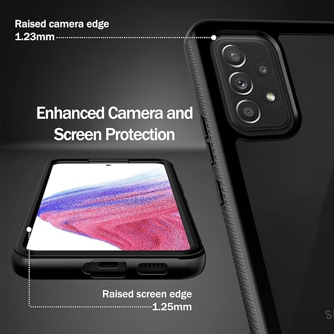 wahhle Compatible with Samsung A53 5G Case, Built in Screen Protector Full Body Shockproof Slim Fit Bumper Protective Phone Cover for Galaxy A53 5G Men Women-Black/Clear