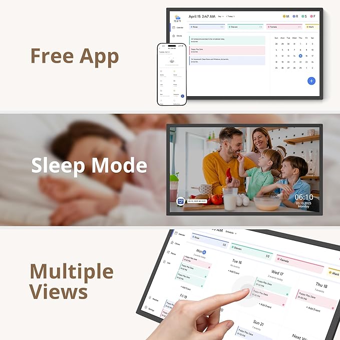 Dragon Touch 32" Digital Calendar Chore Chart – 1080P Full HD Interactive Touchscreen, Hearth Display Digital Calendar Wall & Desk Mountable for Seamless Scheduling