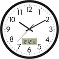 Lumuasky Wall Clock Digital 12" Non-Ticking Silent Battery Operated Analog with LCD Display for Perpetual Calendar and C° Temperature, Ideal Modern Home, Bedroom, Kitchen, Office Decor