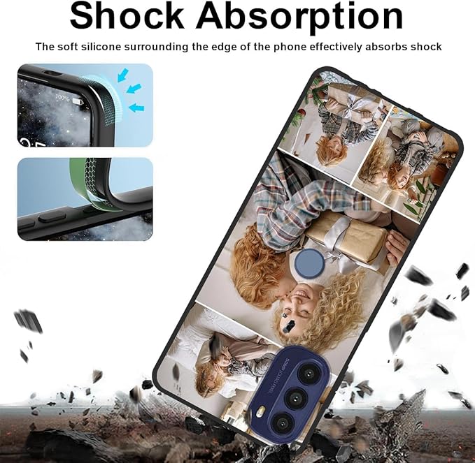 Custom Photo Case for Motorola Moto G 5G 2022, Create Your Own Picture Collage Phone Case, Soft Drop Protection, Personalized Anti-Scratch TPU Soft Cover, Gifts for Family Friends, Black