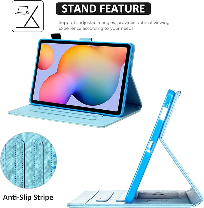 Dteck Case for Samsung Galaxy Tab S6 Lite Case, PU Leather Slim Flip Folio Multi-Angle Stand Auto Wake/Sleep Smart Wallet Cover for Samsung Galaxy Tab S6 Lite 10.4 inch 2020/2022, Turtle