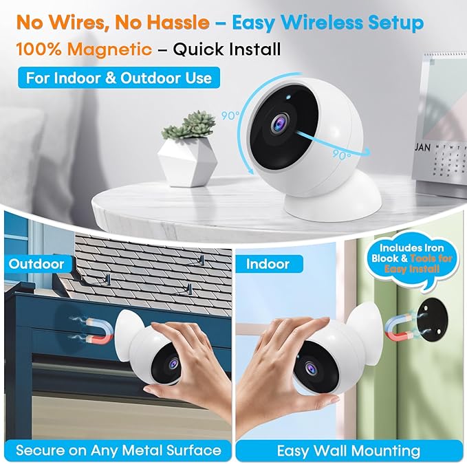 AMTIFO Security Cameras Wireless Outdoor 4-Pack 2K WiFi Indoor Smart Magnetic